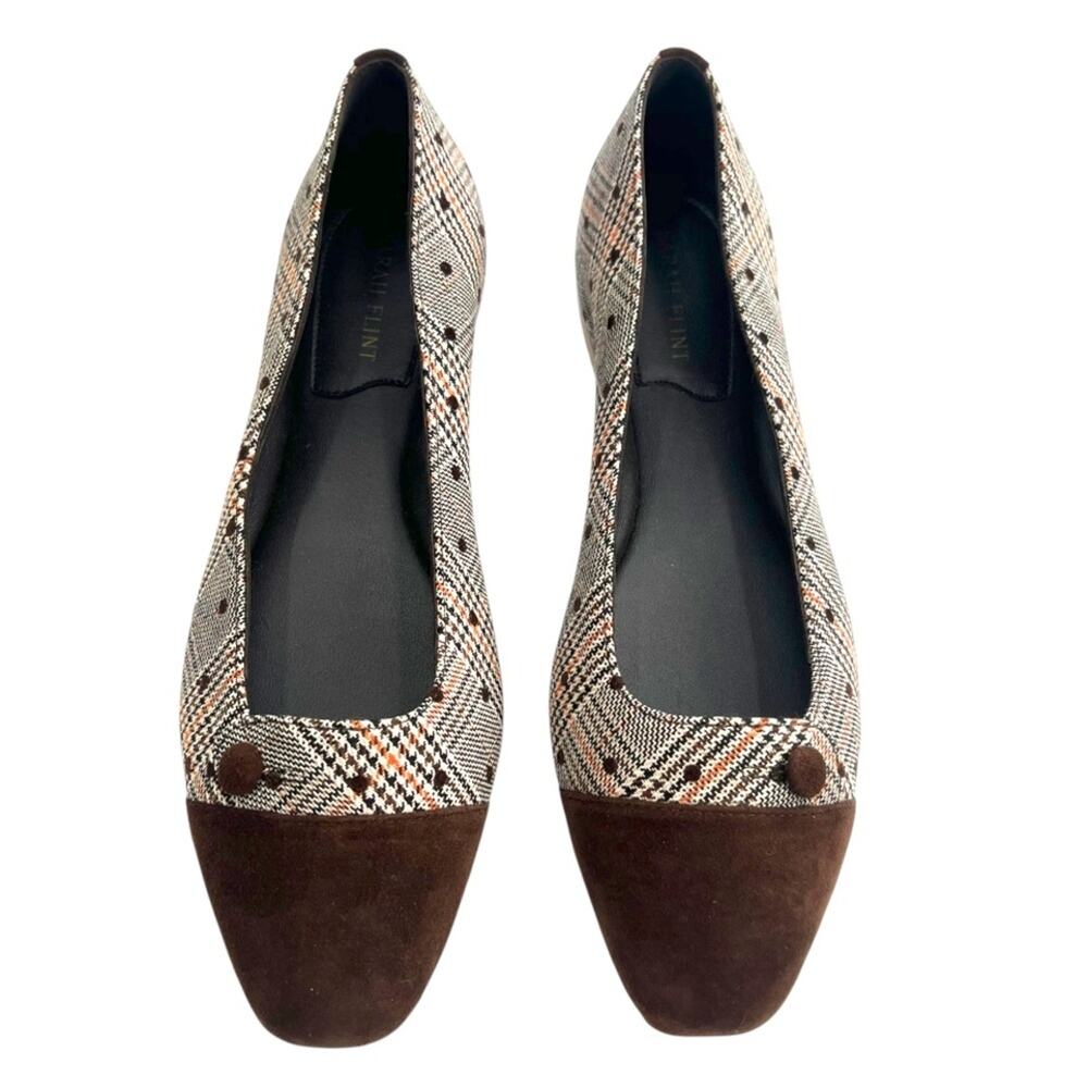 Sarah Flint Sacchetto Ballet Flat plaid polka dot suede top sz 38
